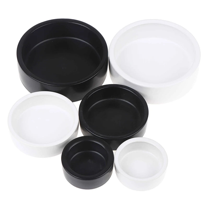 Reptile Food Bowl Anti-Escape Ceramic Feeder Dish Black White Reptile Water Bowl For Hermit Crab Gecko Chameleon Corn Snake