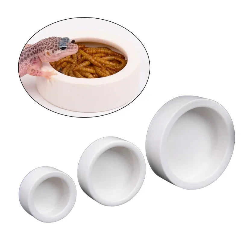 Reptile Food Bowl Anti-Escape Ceramic Feeder Dish Reptile Water Bowl for Hermit Crab Leopard Gecko Chameleon Corn Snake Y5GB