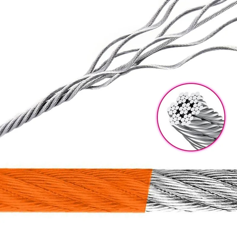 1.2/1.5mDog Tie Out Cable Dog Runner for Yard Steel Wire Chew Proof Dog Leash Training Lead for Big Strong Dogs Rugged Lead Rope