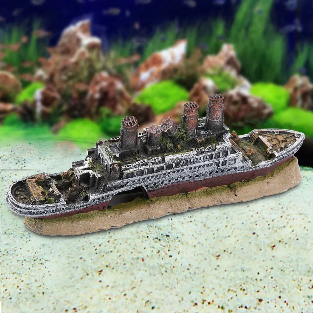 AquaDream Titanic Shipwreck Aquarium Ornament