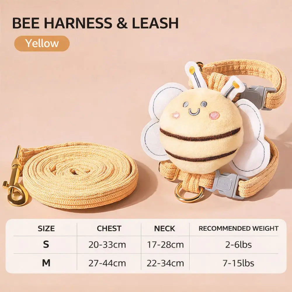 Pet Supplies Cartoon Bee Cat Harness Portable Adjustable Dog Harness Breast Back Harness Leash Set Pet Walking