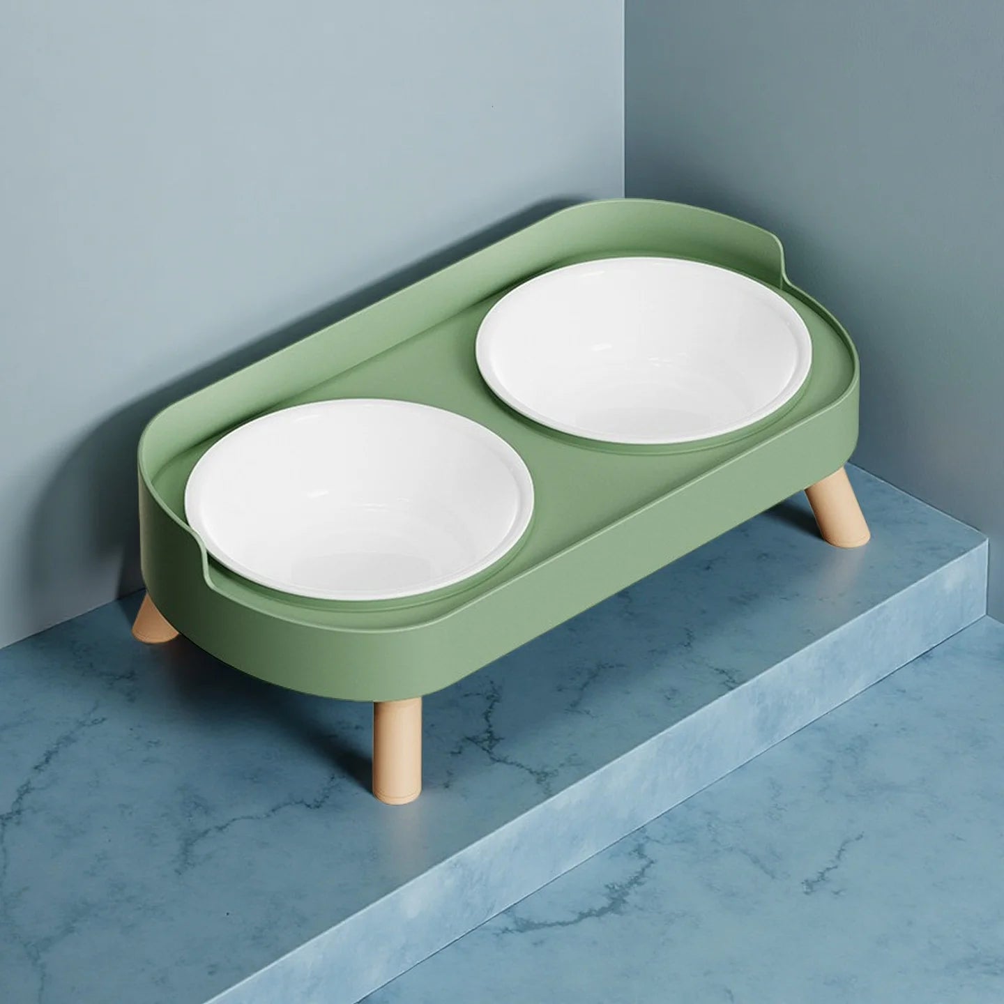 Dopamine Colorful Elevated Pet Feeder: Dual Stainless Steel Bowls with Neck Support - Fashion Food & Water Station for Pets