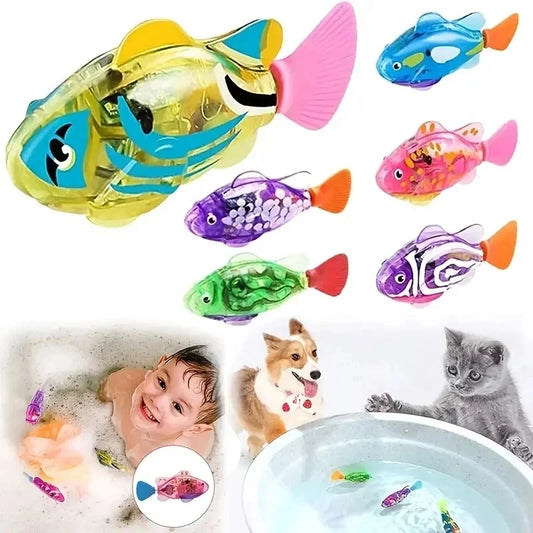 Luminous Kids Toys Electronic Swimming Fish Activated Glow Pet Toy for Kids & Cats, Bath/Pool Interactive Toy, Baby Shower Gift
