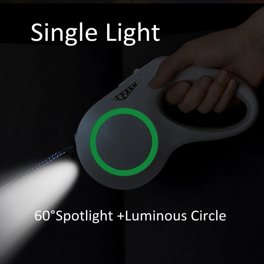 LED Light Dog Leash Auto Scaling Dog Walking Pet Accessories USB Charge Night Walking 5m