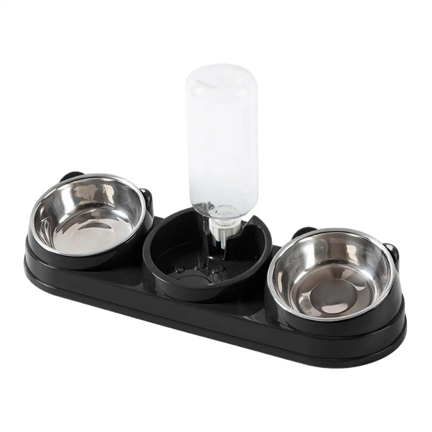 Triple Cat Bowl, Pet Food And Water Bowl, Tilted at 15°, 3 in 1, for Wet And