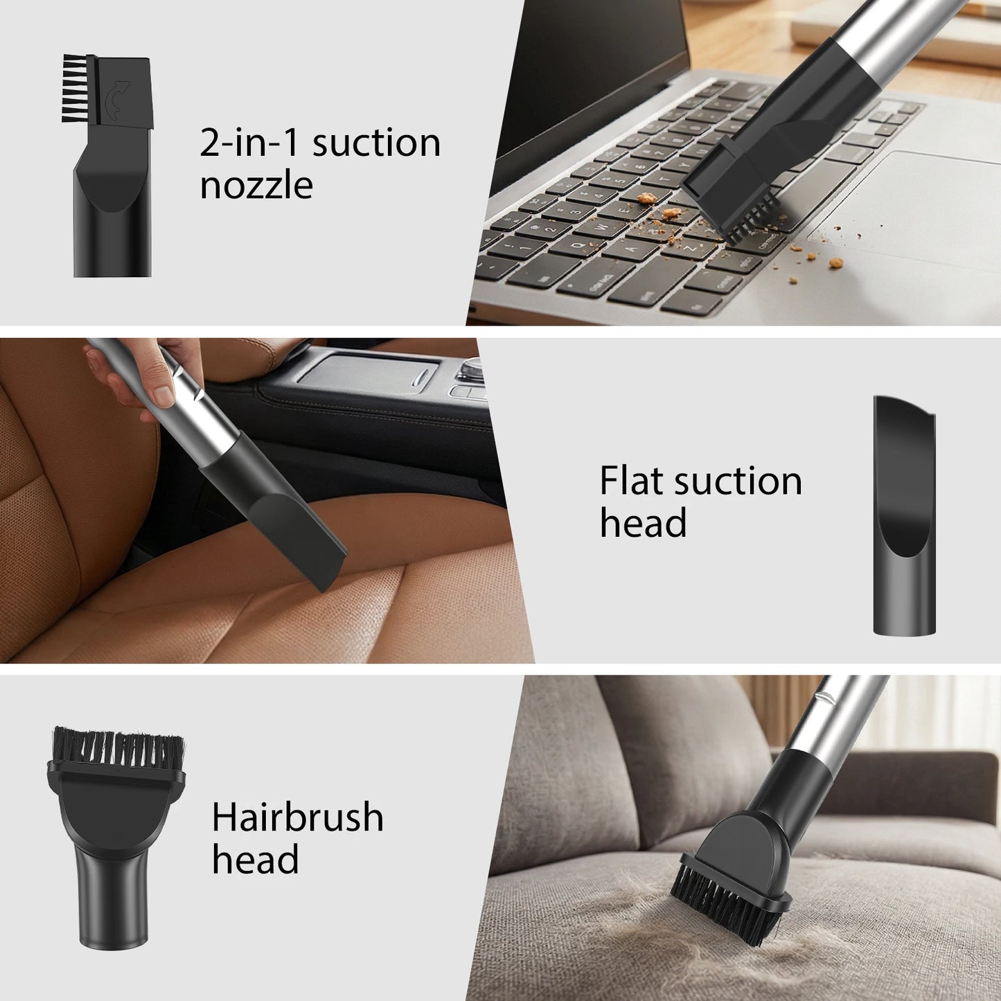 Bagless Vacuum Cleaner, 5000W Pet Hair Bagless Vacuum Cleaner Cylinder Carpet Cleaner with HEPA Filter, Long Reach, 3 In 1 Brush