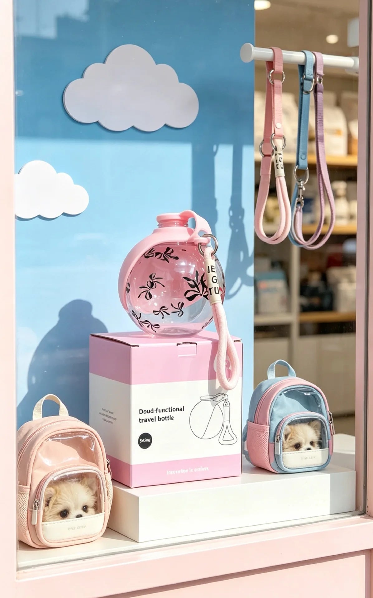1PCS 545ml Portable & Hangable & Lightweight Pet Water Bottle for On-the-Go Outdoor Use Food-grade Silicone Bottle Dog Supplies
