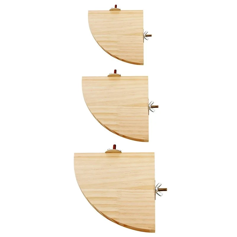 NatureNest Wooden Bird Perch Stand Rectangle Fan Shaped Shelf For Parrot Parakeet And Small Pets Cage Friendly