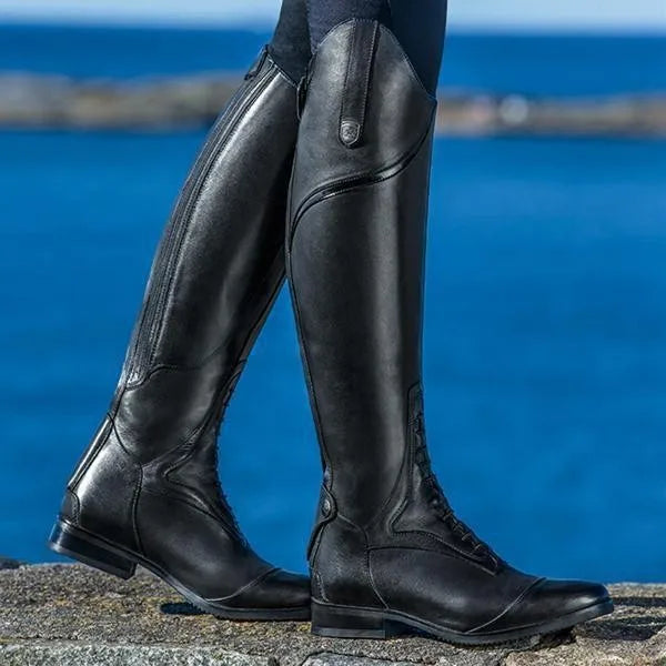 Equestrian Boots Genuine Leather Professional Horse Riding Sports Training High Top Knight Boots Wear-Resistant Competition