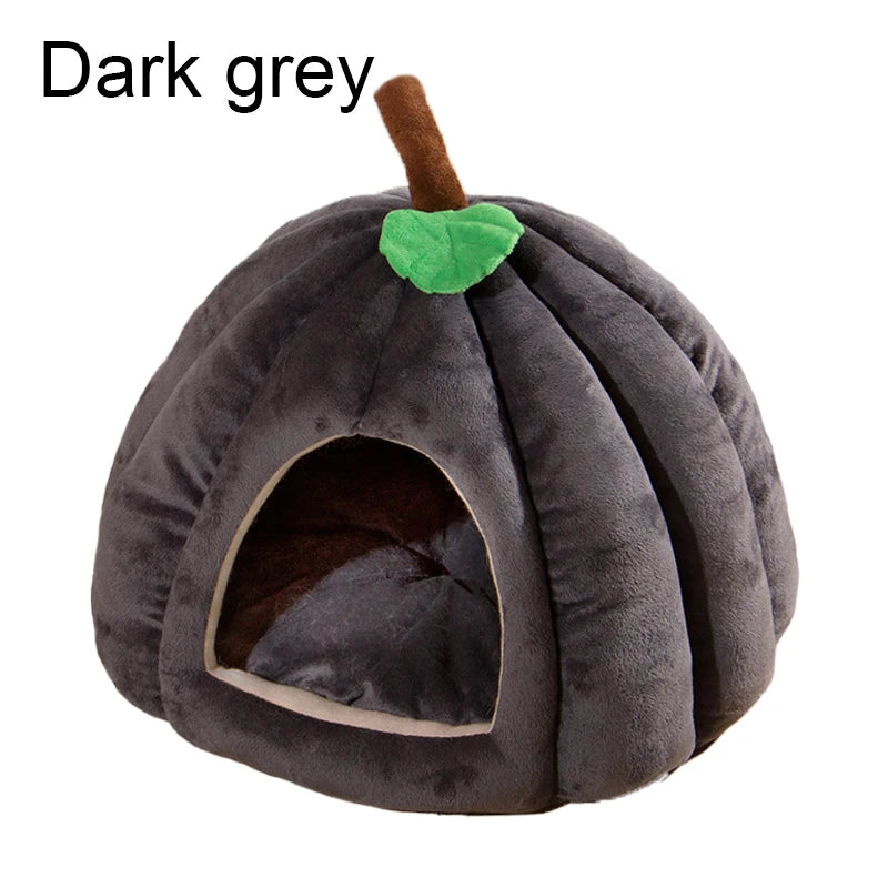3D Pumpkin Pet House Semi-enclosed Removable Bottom Non-slip Soft PP Cotton Winter Cat House Tent For Pet Mat Washable Cave