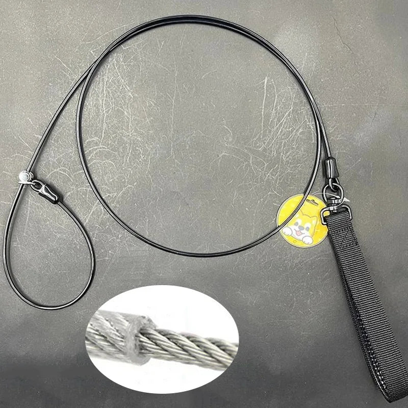 1.2/1.5mDog Tie Out Cable Dog Runner for Yard Steel Wire Chew Proof Dog Leash Training Lead for Big Strong Dogs Rugged Lead Rope