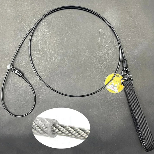 1.2/1.5mDog Tie Out Cable Dog Runner for Yard Steel Wire Chew Proof Dog Leash Training Lead for Big Strong Dogs Rugged Lead Rope