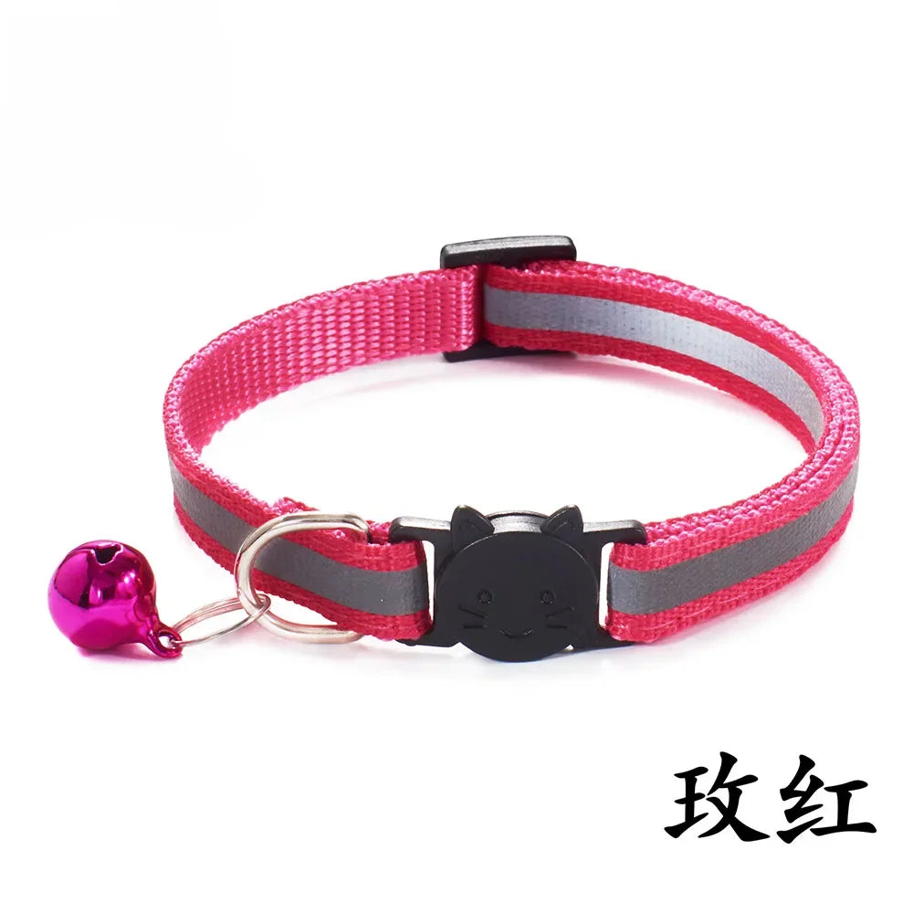 Reflective Breakaway Cat Collars with Bells Safety Buckle Adjustable Kitten Collar for Female and Male Cats