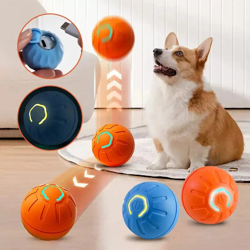 Electric Smart Pet Toy Ball Interactive Game Gravity Sensor Automatic Bouncing Bite-resistant Light Rechargeable LED Cat Dog Toy