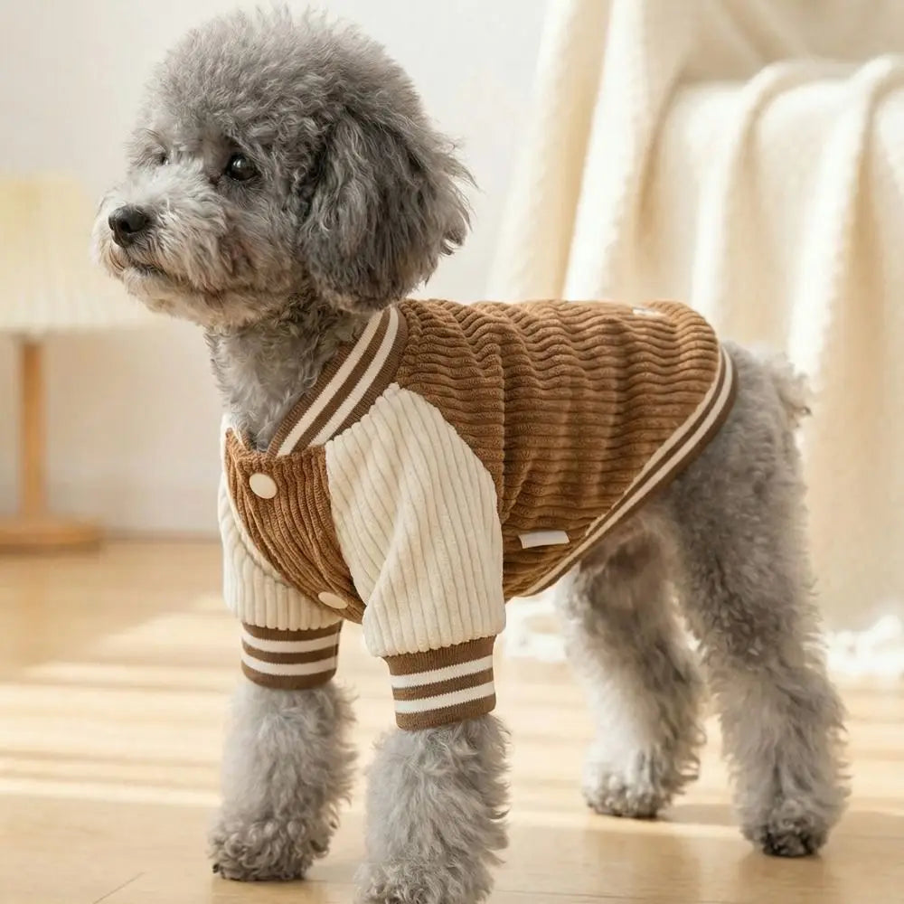 Warm Pet Baseball Jackets Thicken Comfortable Two-Legged Dog Clothing Embroidered Patterns Pet Baseball Uniform Pet Show