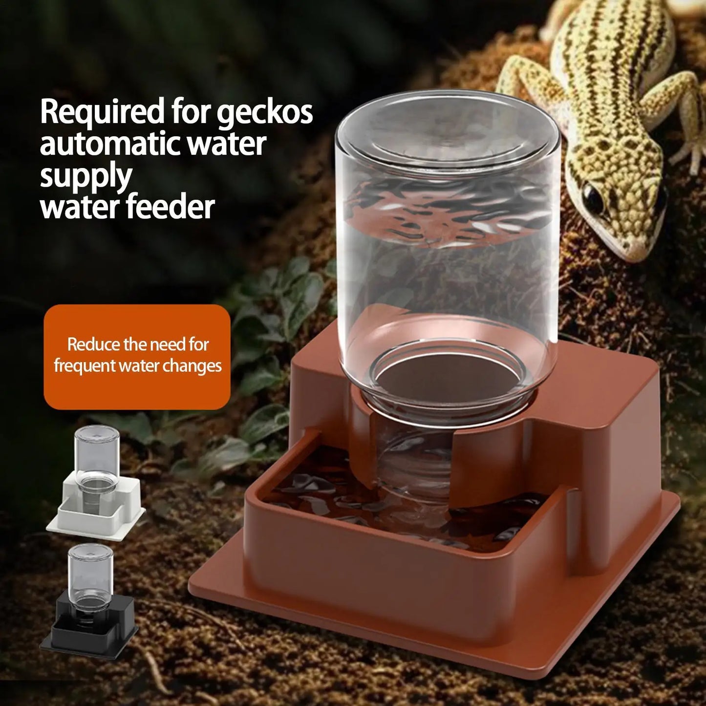 Reptile Water Fountain Automatic Detachable Reptile Bowl Chameleon Water Dripper Tortoise Feeder for Lizard Chameleon Snake Frog
