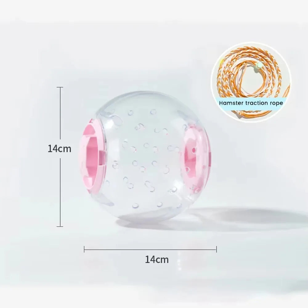 New 14cm/18cm Hamster Exercise Ball Traction Rope Transparent Running Ball Multi Purpose Multi-function Pet Supplies