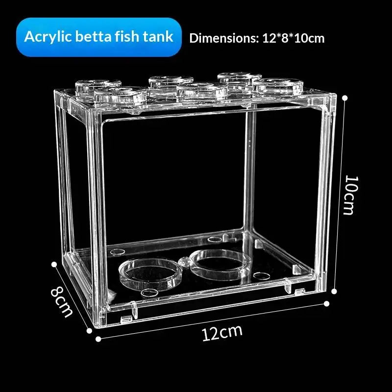 Aquarium Mini Acrylic Fish Tank Reptile Pet Box Stackable Aquarium Cylinder Landscape Seaweed For Home Office Decoration