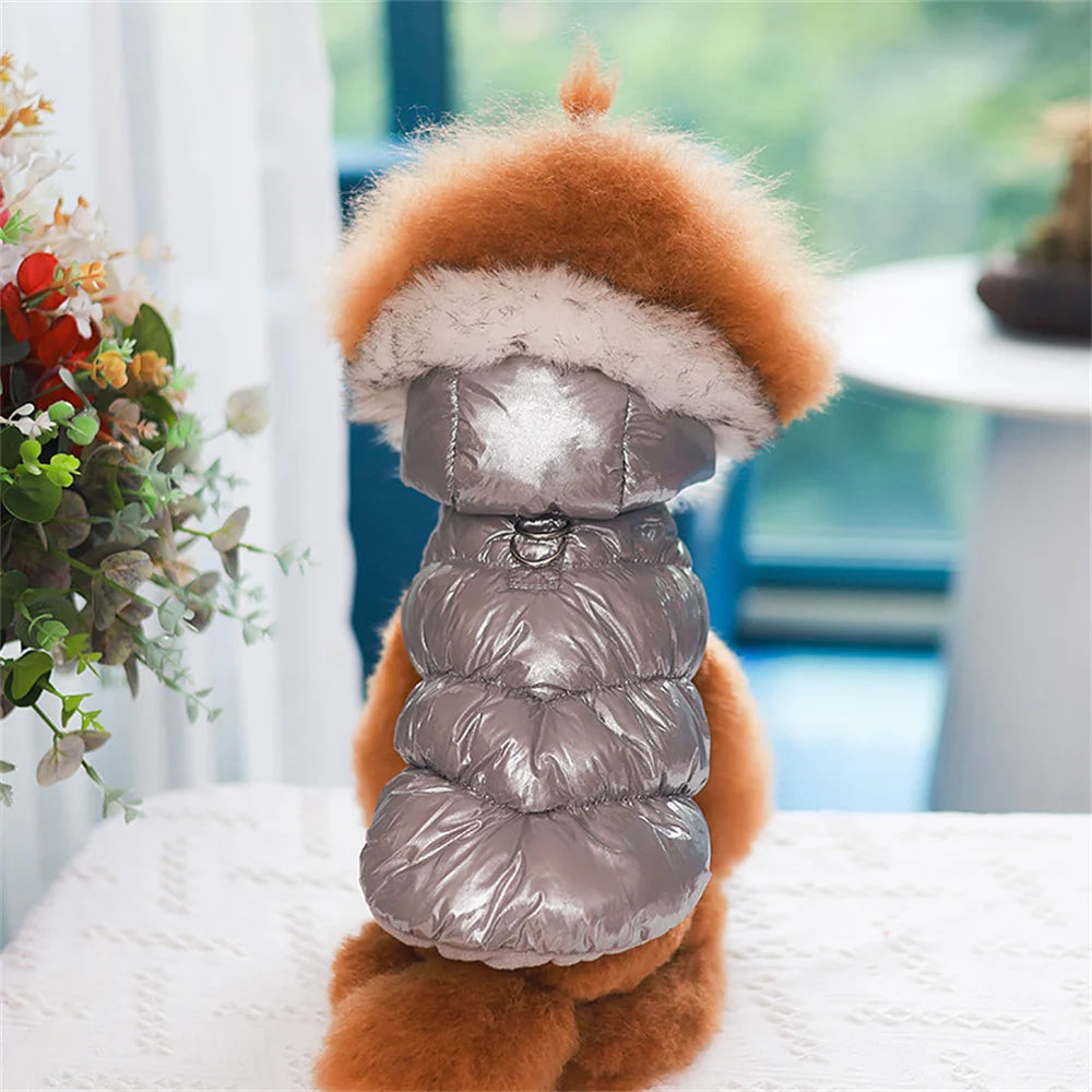 Fashion Winter Dog Down Jacket Warm Fleece Pet Coat for small Dogs Yorkshire Shih Tzu Luxury Fur Collar Puppy Clothes Outfits