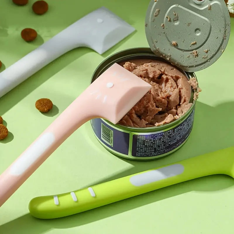 1Pcs/2Pcs Random Color Can Spoon, Silicone Cat Food Can Spoon - Easy-To-Clean Pet Food Spoon and Can Opener, Suitable for Wet Food and Dog Food Can Lids