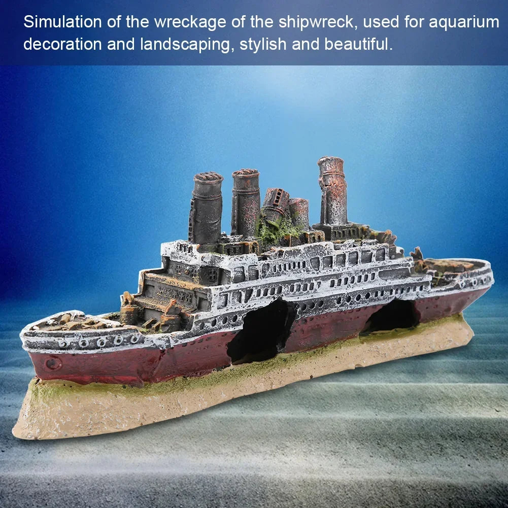 AquaDream Titanic Shipwreck Aquarium Ornament