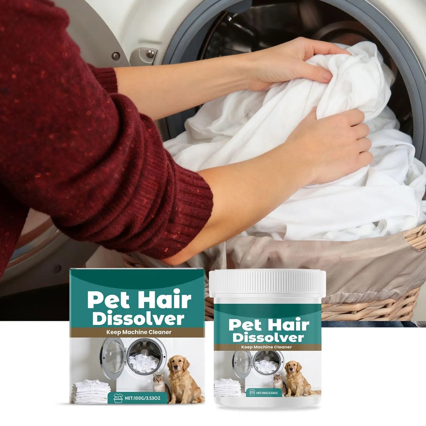 100g Pet Hair Dissolver Laundry Cleaner Washing Machine Hair Remover Detergent Additive Multipurpose Laundry Dog Hair Catch
