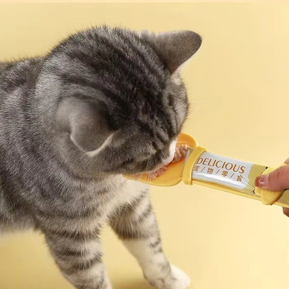 Essential Pet Cat Food Feeding Spoon Squeeze Cat Treats For Outings Only Squeezer Feeding Spoon Long Handled Spoon Pet Supplies