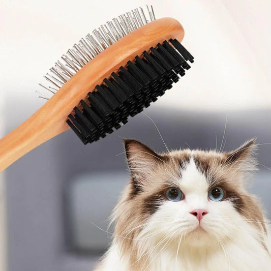 Pet Grooming Brush Double-sided Brush Comb Stainless Steel Needle Bristles Hair Brush Grooming Hair Remover Brush Pet Supplies