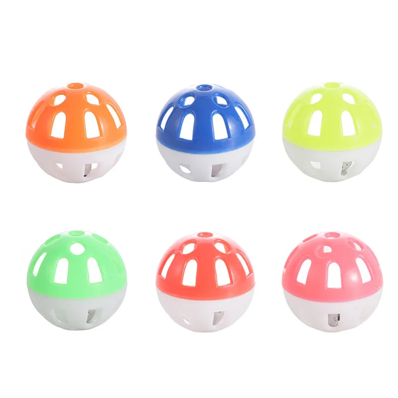 Random Colorful Bird Jingle Bell Plastic Balls Interactive Funny Plastic Jingle Ball Kitten Training Toy Pet Toy Accessory