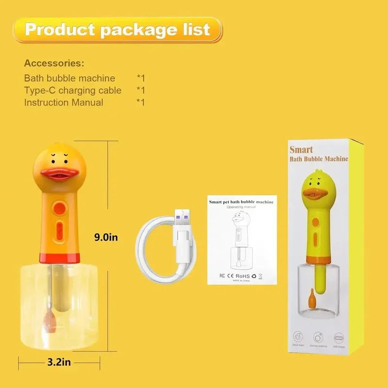 Electric Dog Shampoo Dispenser Shampoo Sprayer Little Yellow Duck Shampoo Foamer Pet Foaming Soap Dispenser Pets Bathing Bubbler