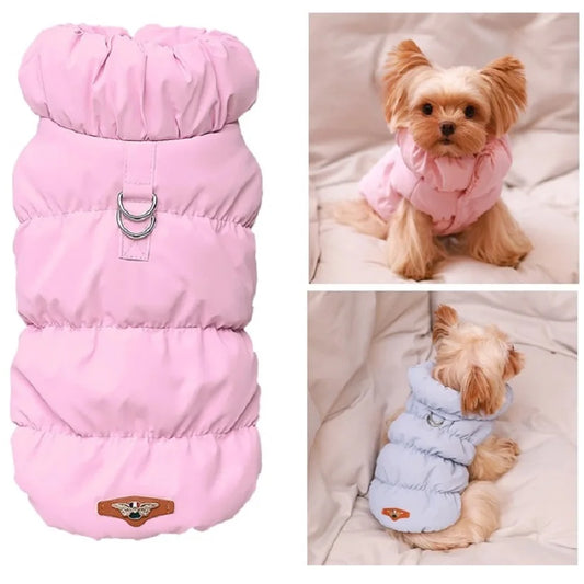 Luxury Winter Dog Coat Vest Warm Cotton Pet Jacket Coat Thickened Designer Dog Clothes with D-ring  Ropa Para Perro
