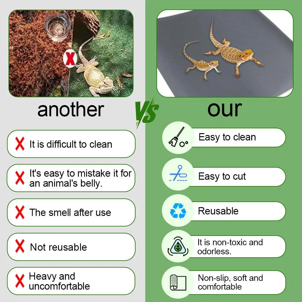 Reptile Carpet Reptile Tank Accessories Habitat Soft Aquascape Pad Reptile Mat for Snake Tortoise Chameleon Bearded Dragon