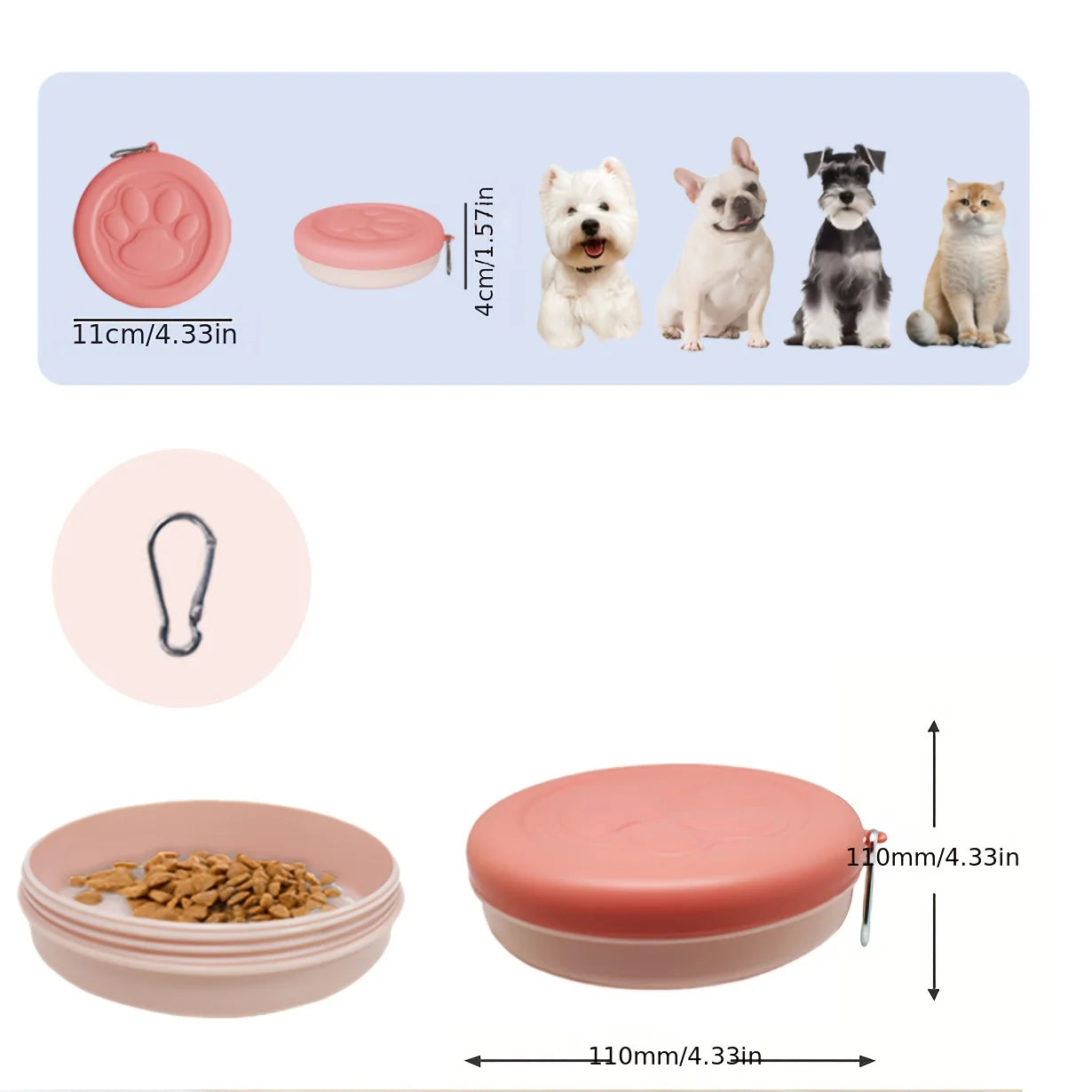 1pc Pet Travel Bowl Outdoor Pet Portable Dog Food Bowl Snack Box Multifunctional Dog Dog Training Snack Bag Pet Snacks Bag