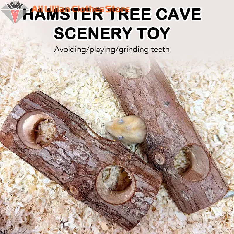 Hamster Natural Wooden Forest Hollow Tree Trunk Tunnel Tube Toy Tunnel Wood Hideout Pet Chew Toy For Small Animals Hamsters
