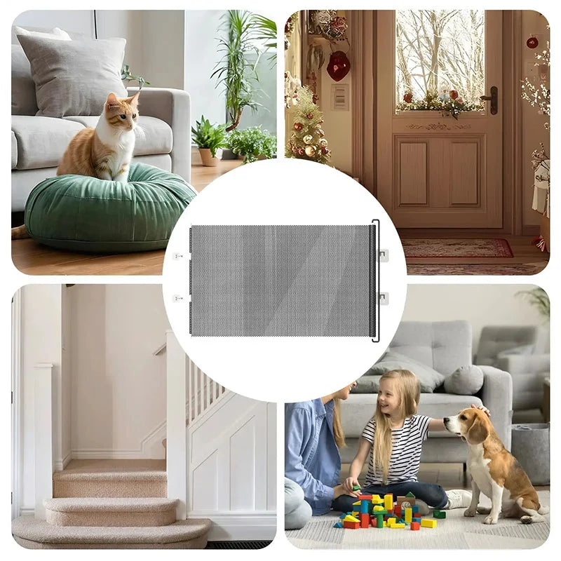 Indoor Retractable Staircase Door Sill Without Drilling Anti Cat Running Jumping Pet Fence Baffle For Doorways Corridors Stairs