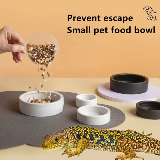Reptile Food Bowl Anti-Escape Ceramic Feeder Dish Black White Reptile Water Bowl For Hermit Crab Gecko Chameleon Corn Snake