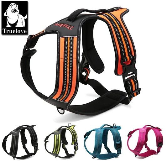 Truelove Sport Nylon Reflective No Pull Dog Harness With Handle For Outdoor Adventures XS to XL In Five Colors
