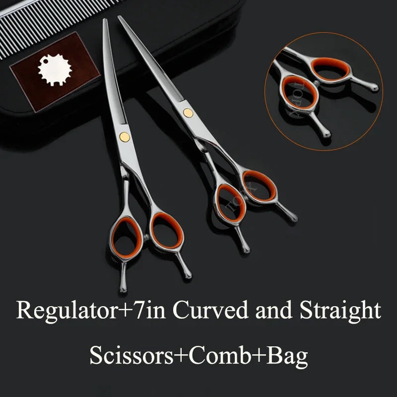Pet Grooming Curved Scissors Set For Dogs Professional Trimming Bent Scissors Teddy Cutting Clippers