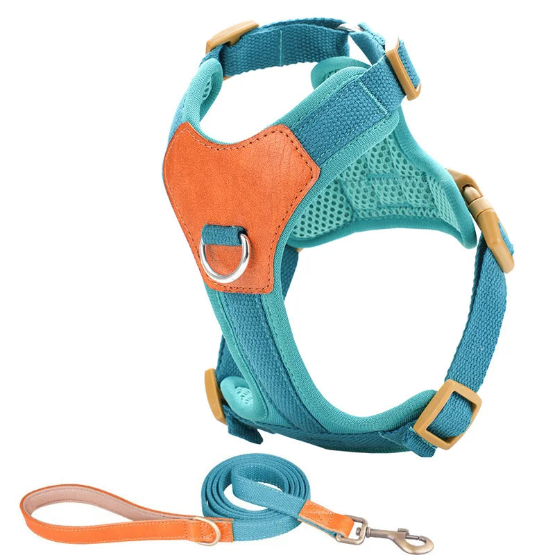 OODUDUOO Dog Harness Adjustable Pet Harness Vest For Small Medium Dogs Pet Chest Strap French Bulldog Puppy Chihuahua Leash Set