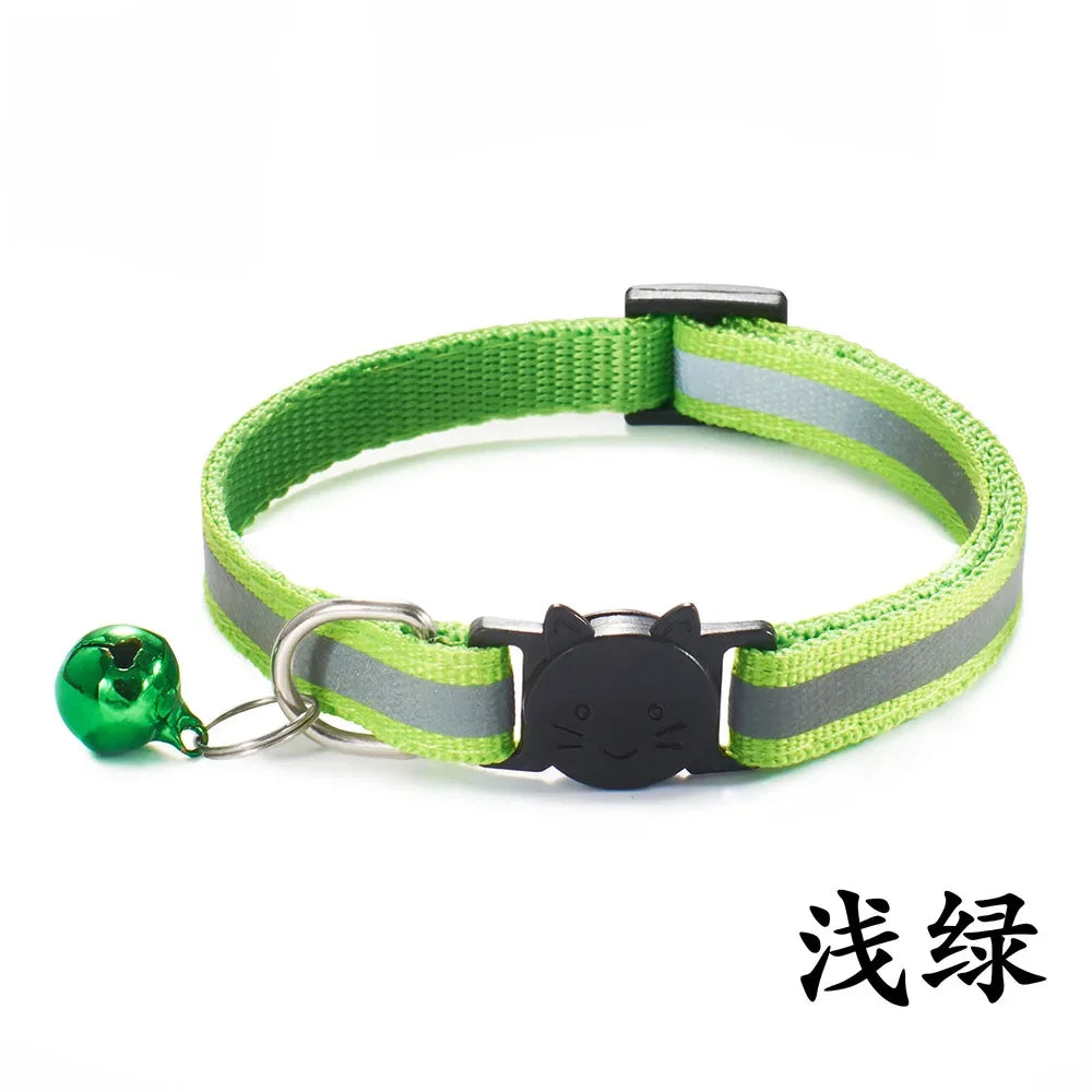 Reflective Breakaway Cat Collars with Bells Safety Buckle Adjustable Kitten Collar for Female and Male Cats