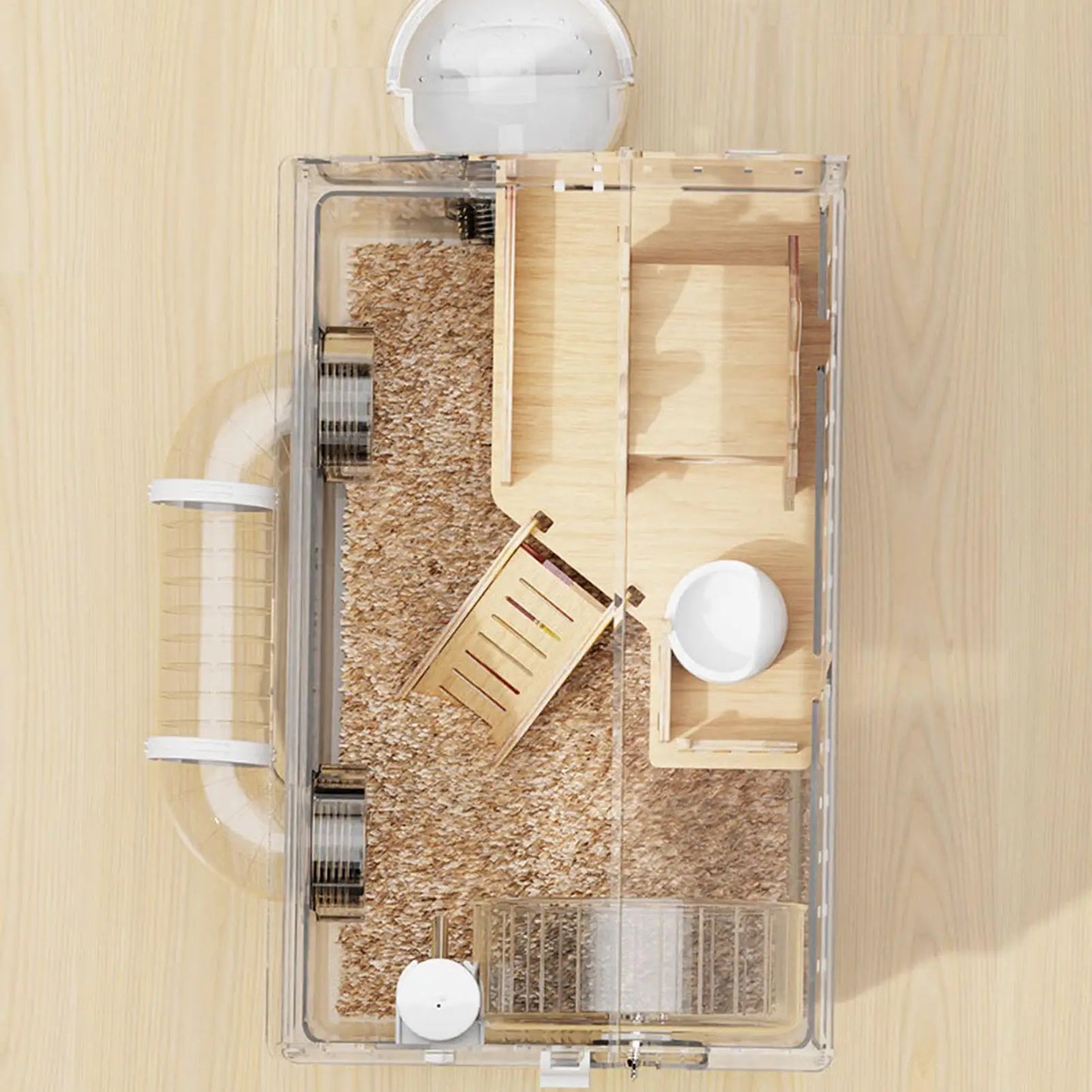 Hamster Cage 2-Layer Clear Acrylic Pet Habitats Hamster Enclosure for Indoor Outdoor Home Yard Breeding Observation Pet Shop