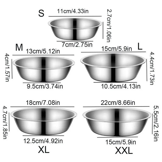 Pet Supplies Large Capacity Dog Bowl Stainless Steel Non-rust Cat Water Feeder Bowls Silver Cat Feeder Puppy