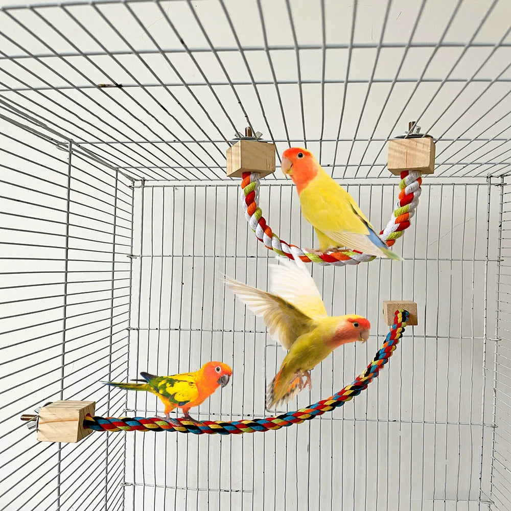 Cotton Rope Bird Toy Safe Chew Climb