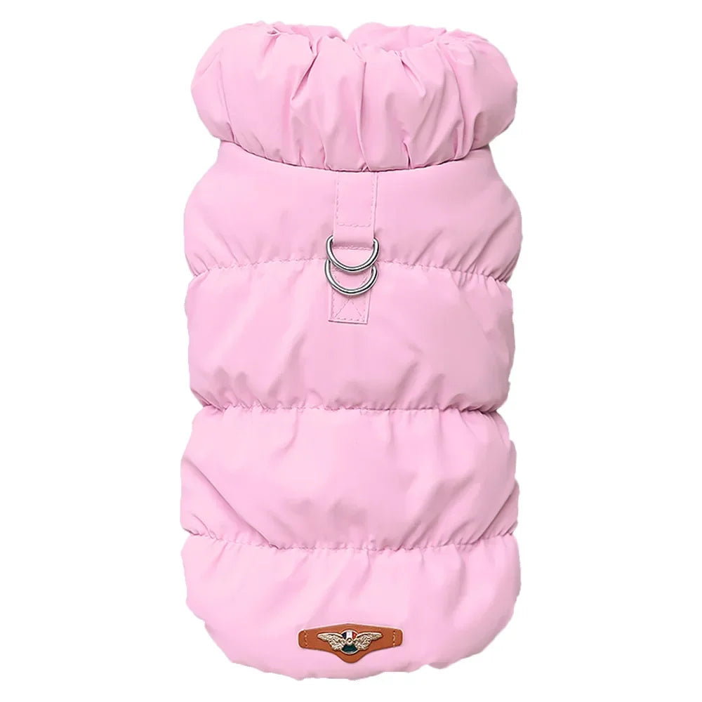 Luxury Winter Dog Coat Vest Warm Cotton Pet Jacket Coat Thickened Designer Dog Clothes with D-ring  Ropa Para Perro