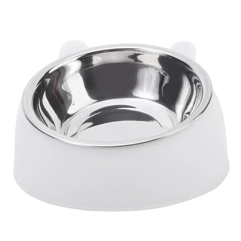 Stainless Steel Cat Bowl with Non Slip Base Cute Cat Ear Design Elevated Pet Food Water Bowl for Dog Kitten Puppy Safe Durable
