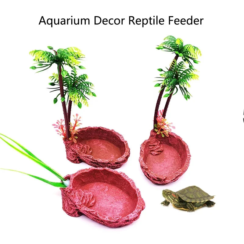 Pet Reptile Feeder Bowl Resin Aquarium Basin Food Water Pot Reptile Turtle Tortoise Scorpion Lizard Crabs Supplies Dropshipping