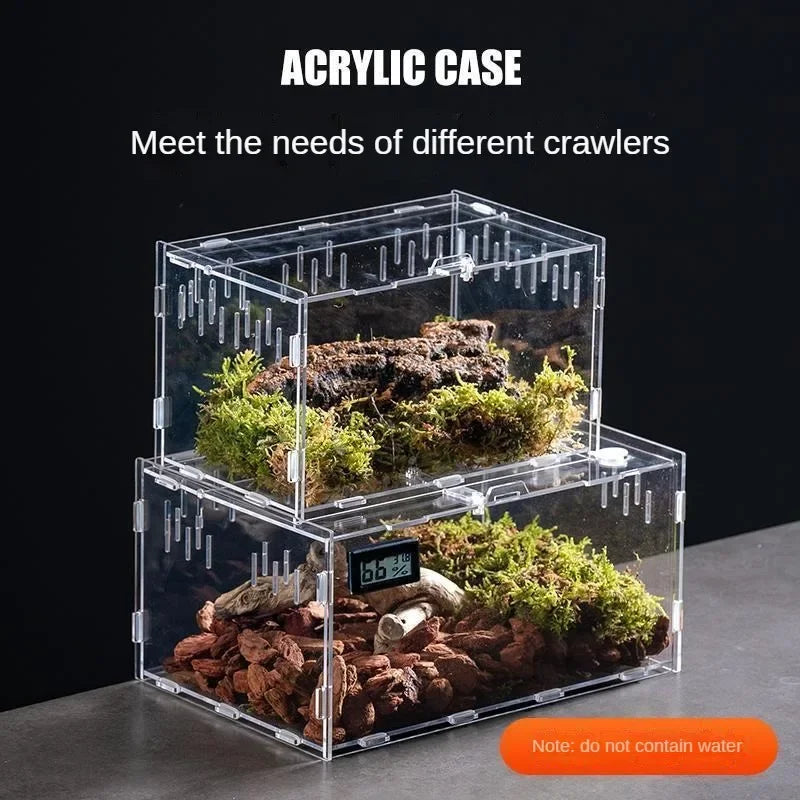 Reptile Terrarium Habitat Breeding Box Acrylic Transparent Reptiles Cage Nano Arboreal Tarantula Enclosure Dearded Dragon 파충류
