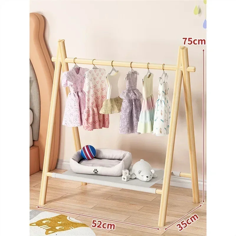 Solid Wood Pet Floor Coat Rack Wardrobe With Nine Hooks For Dogs And Cats Modern Living Room Storage Organizer