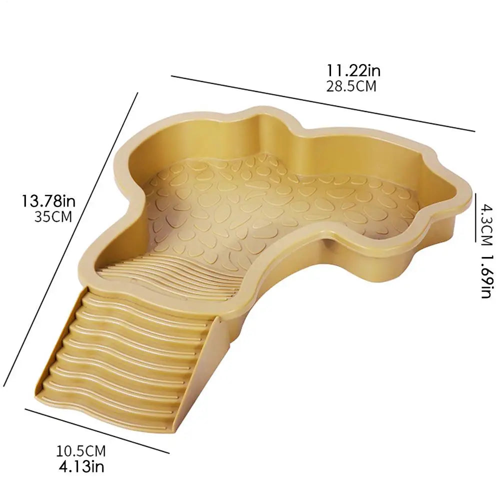 Reptile Bathing Pool with Ramp Turtle Soaking Tub Slip Proof Water Bowl for Tortoise Bearded Dragon Gecko Terrarium Decoration