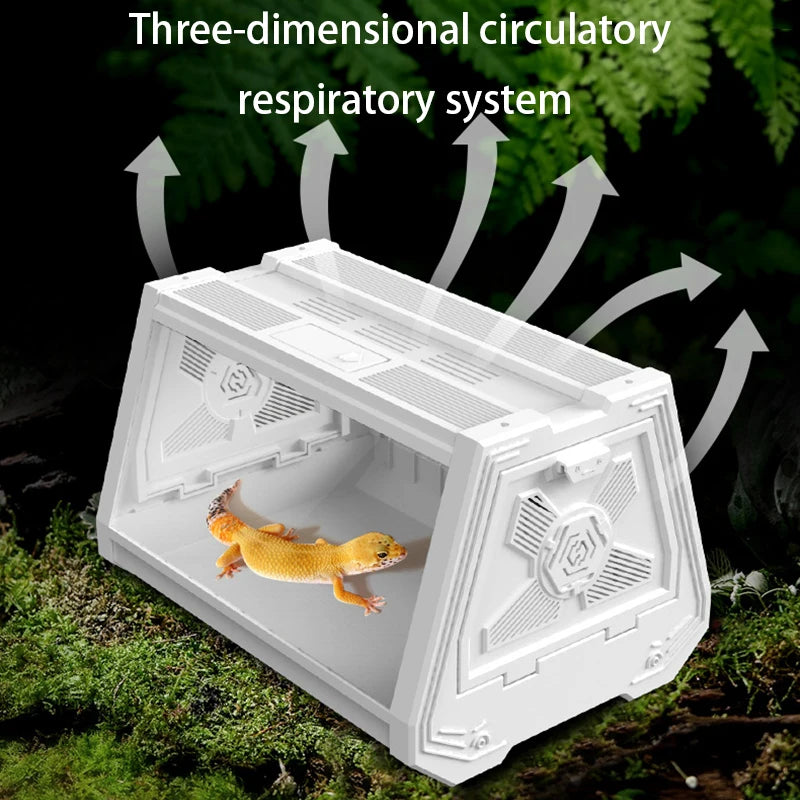 Reptile Terrarium Desktop Ecological Tank Escape-Proof Ventilated Habitat Breeding Box Mini Reptile Habitat for Gecko Snake Frog